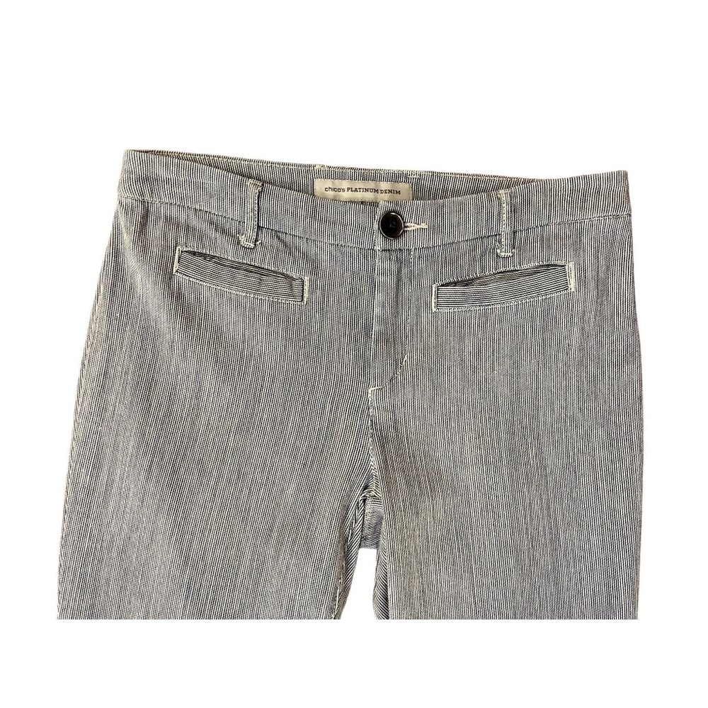 Chicos Platinum Denim Pants Womens 0 Regular Used Striped - Picture 5 of 14